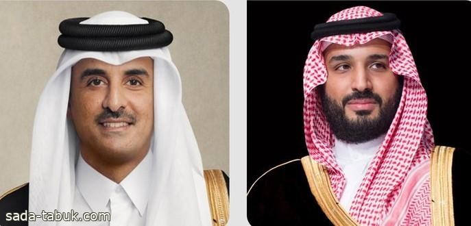 ولي العهد يبعث برقية شكر لأمير قطر، إثر مغادرته الدوحة، بعد حضوره حفل افتتاح بطولة كأس العالم فيفا 2022