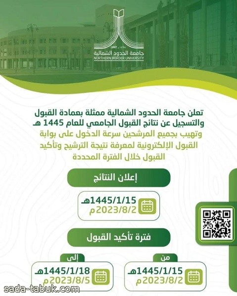 جامعة الحدود الشمالية تعلن القبول لمرحلتَيْ البكالوريوس والدبلوم للعام 1445هـ