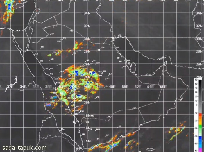 صور الأقمار الاصطناعية تُظهر سحباً رعدية ممطرة على مكة وداخل البحر بمحاذاة جدة والليث